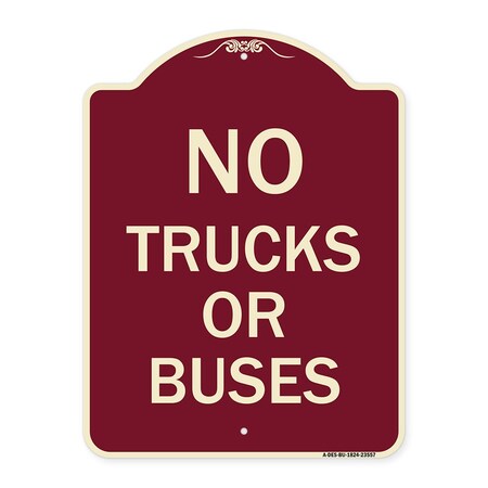 Signmission Designer Series No Trucks or Buses, Burgundy Heavy-Gauge Aluminum Sign, 24" x 18", BU-1824-23557 A-DES-BU-1824-23557